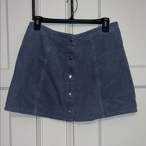 Blue Corduroy Button-Front Skirt - Forever 21